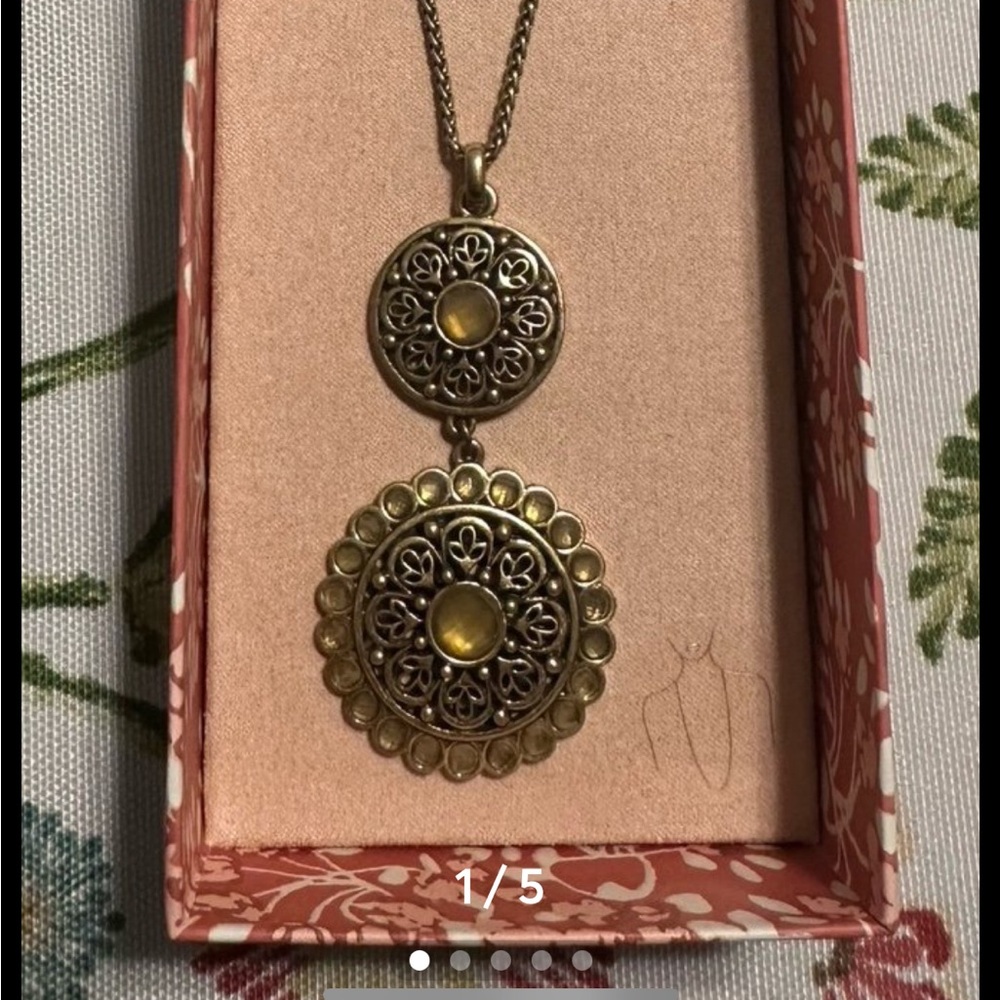 Lucky Brand long pendant medallion necklace NEW